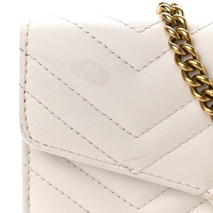 Gucci Calfskin Matelasse Mini GG Marmont Chain Wallet Mystic White 9 of 14