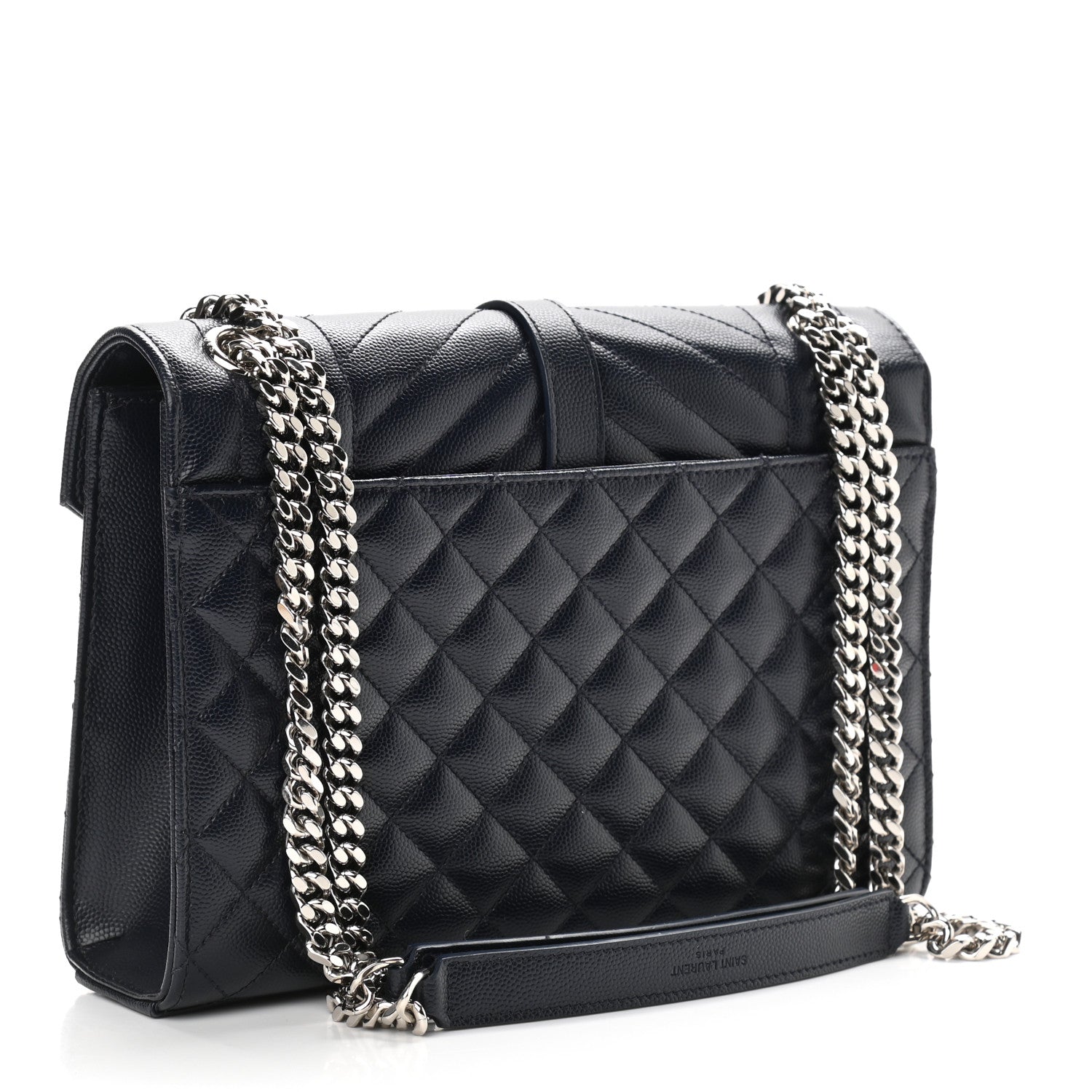 Saint Laurent Grain De Poudre Textured Mixed Matelasse Triquilt Medium Monogram Satchel Deep Marine 2 of 12
