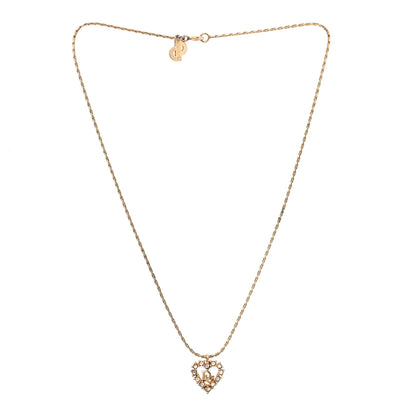 Christian Dior Crystal Heart Necklace Gold 3 of 5