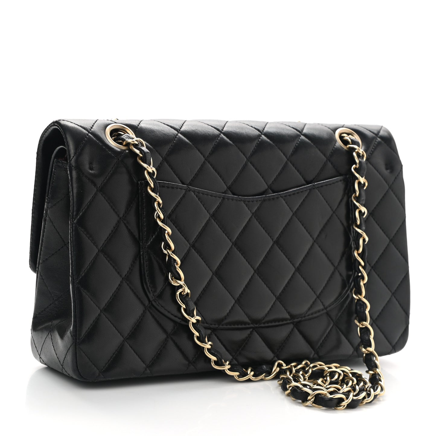 Lambskin Quilted Medium Double Flap Black