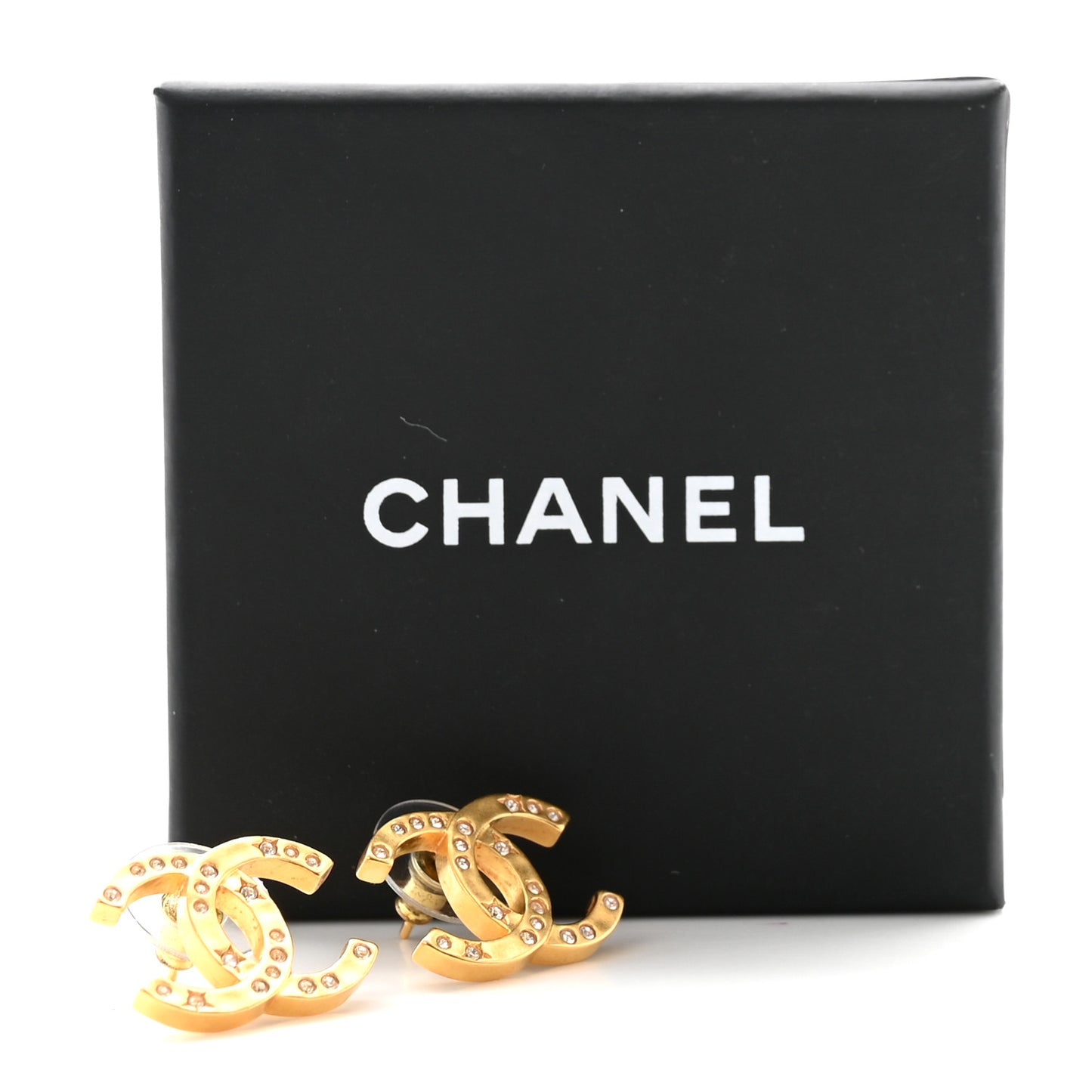 Metal Crystal Star CC Earrings Gold