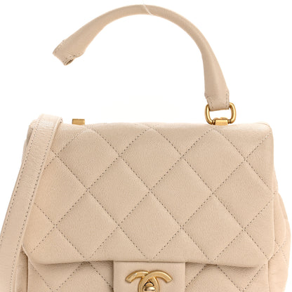 Chanel Shiny Caviar Quilted Mini Top Handle Flap Ecru 4 of 10