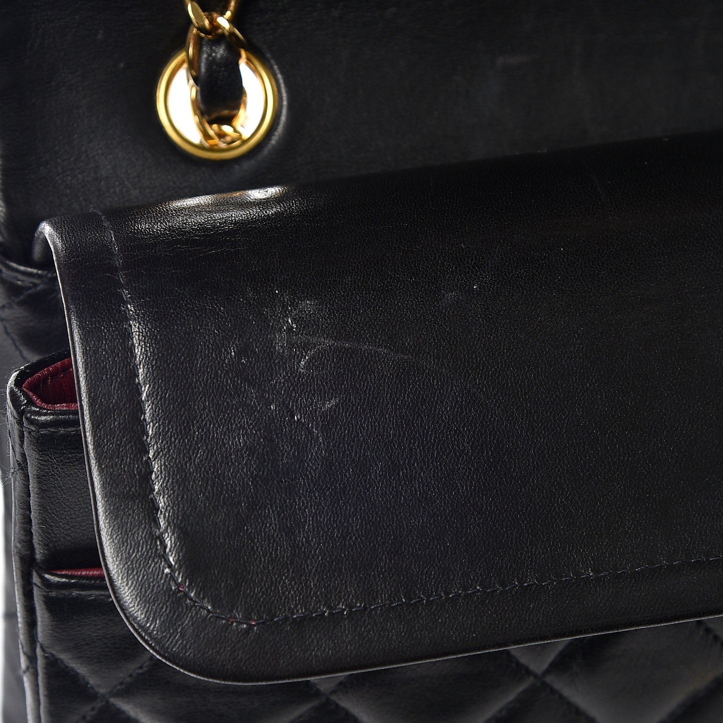 Lambskin Quilted Medium Double Flap Black