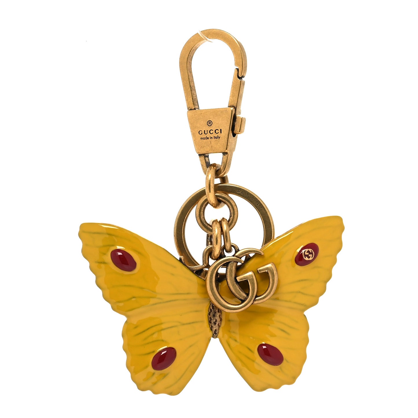 Resin Metal GG Butterfly Charm Key Holder Gold Yellow