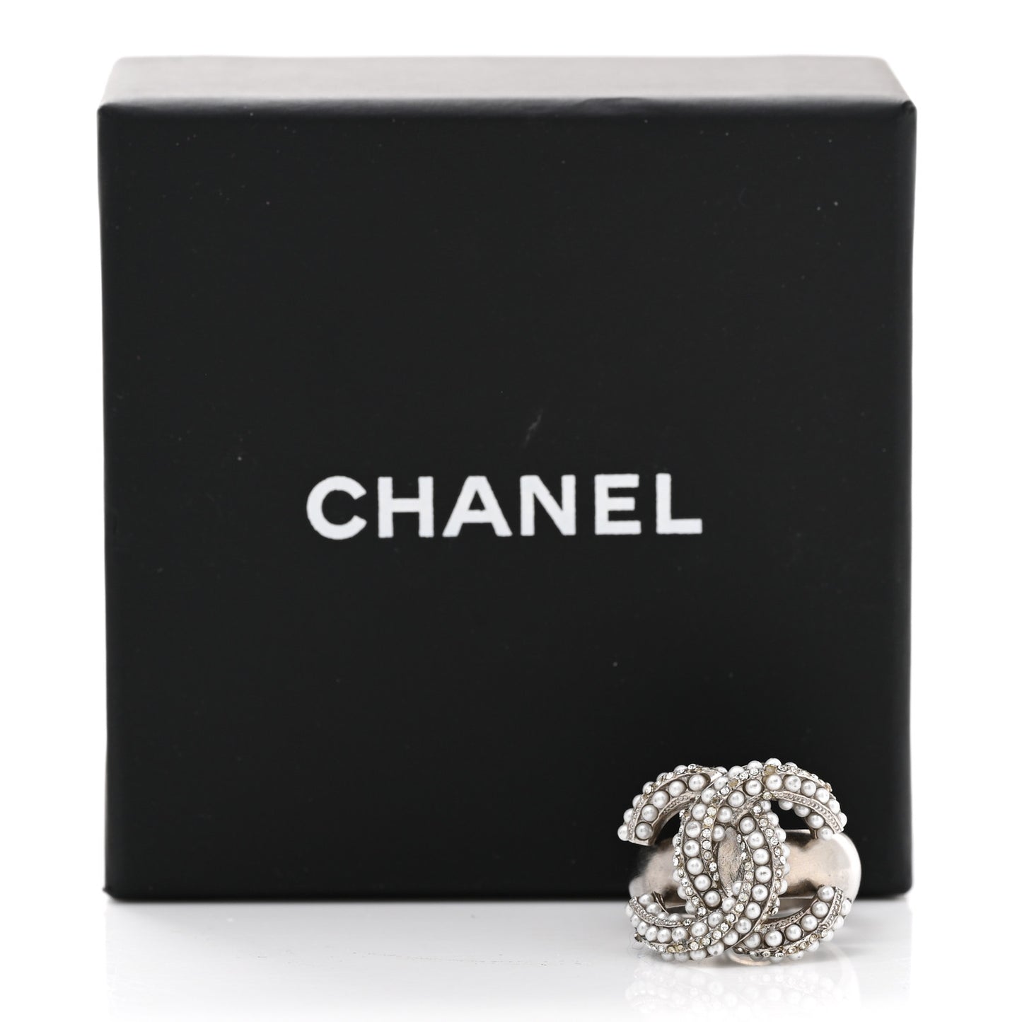 Crystal Pearl CC Ring 51 5.75 Silver