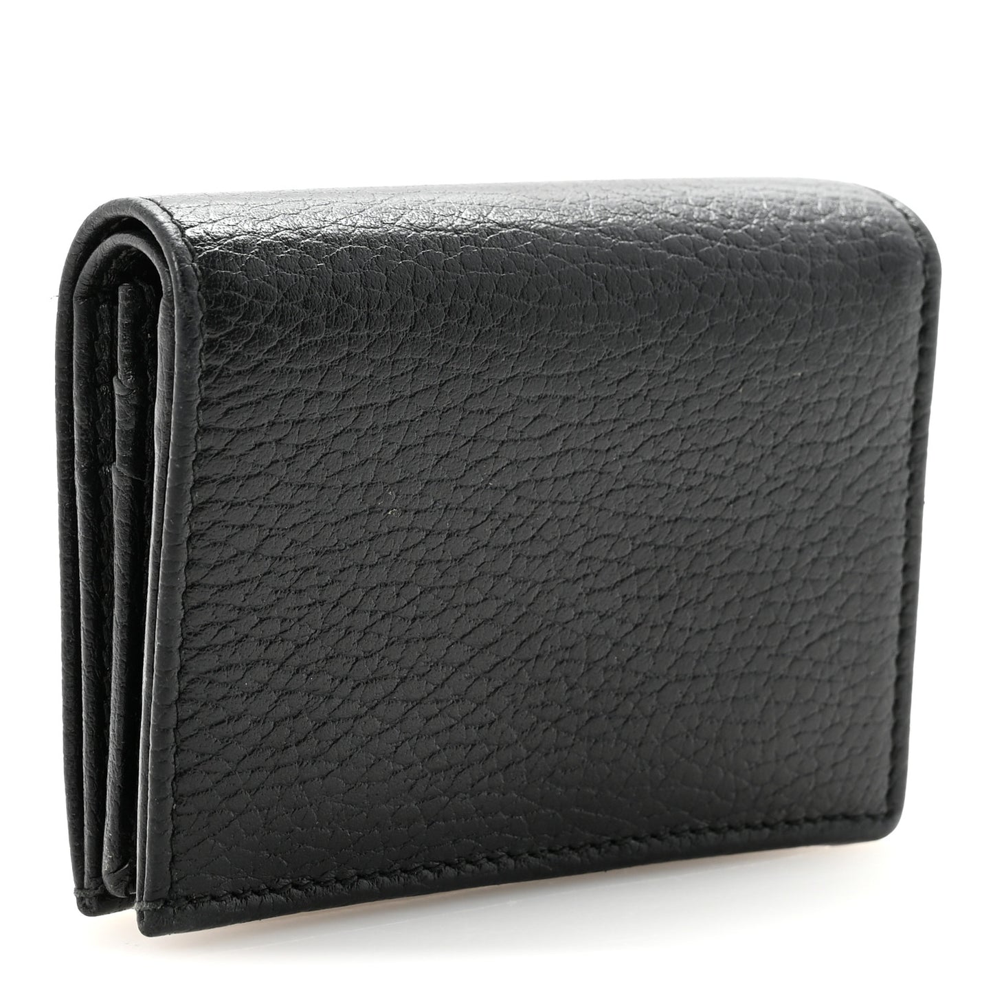 Pebbled Calfskin GG Marmont Card Case Black