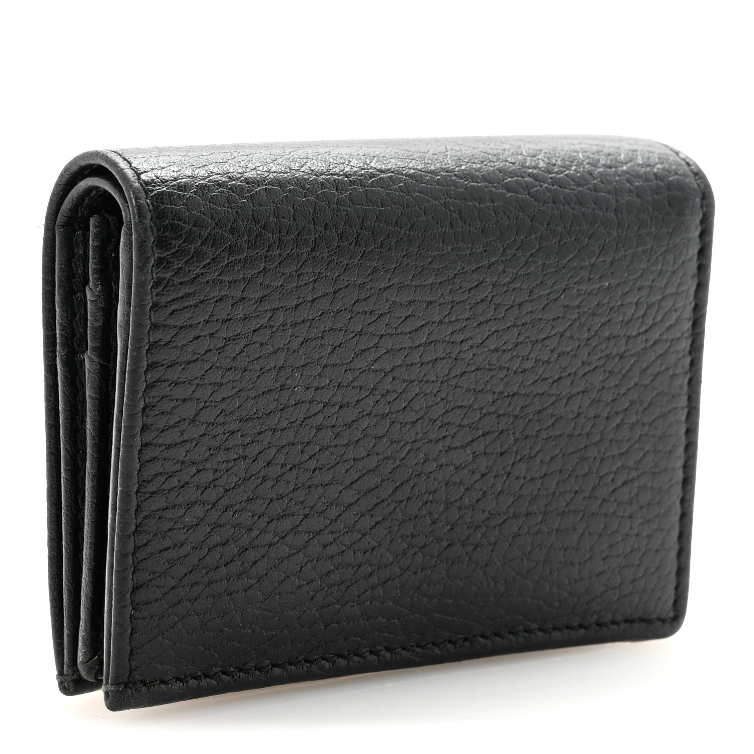 Gucci Pebbled Calfskin GG Marmont Card Case Black 3 of 8