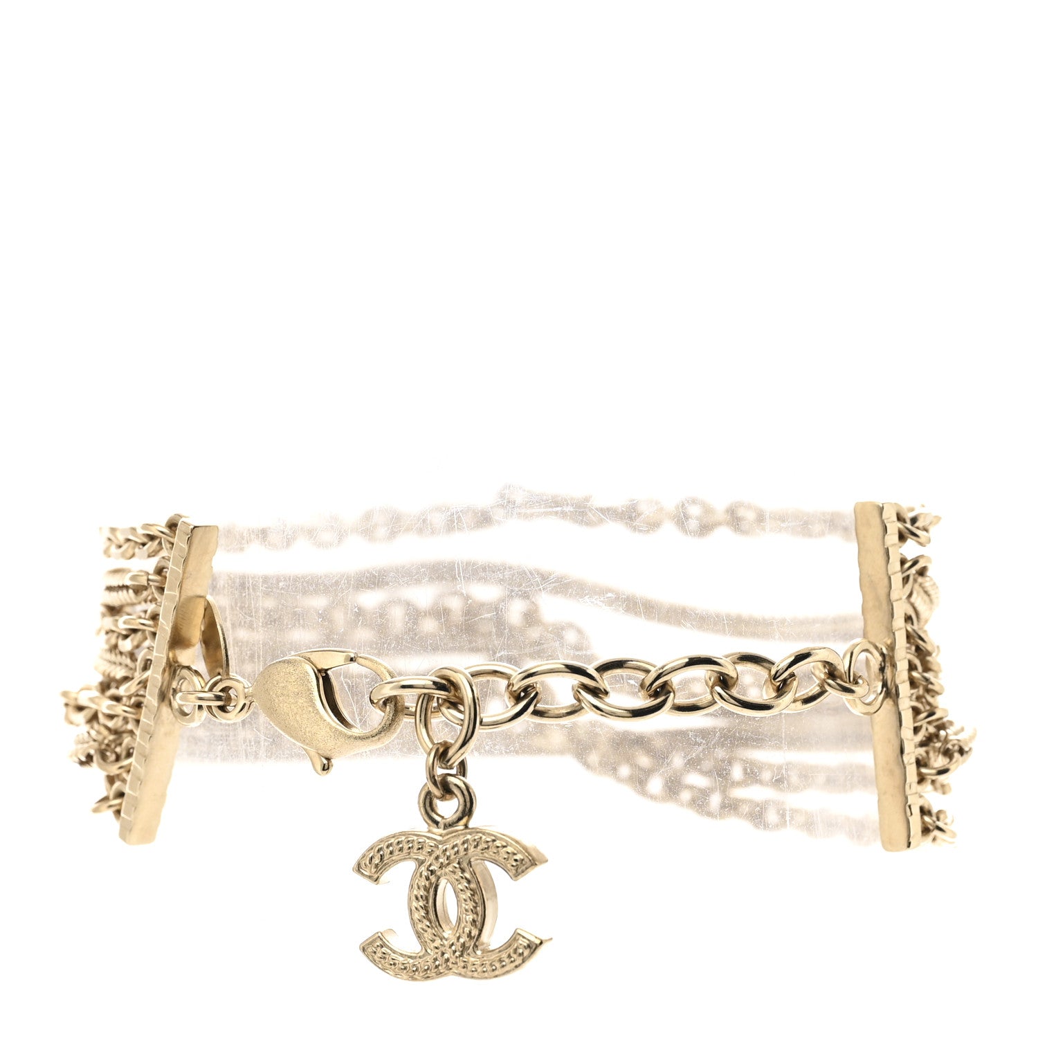 Chanel Metal Multistrand Chain CC Bracelet Gold 3 of 4