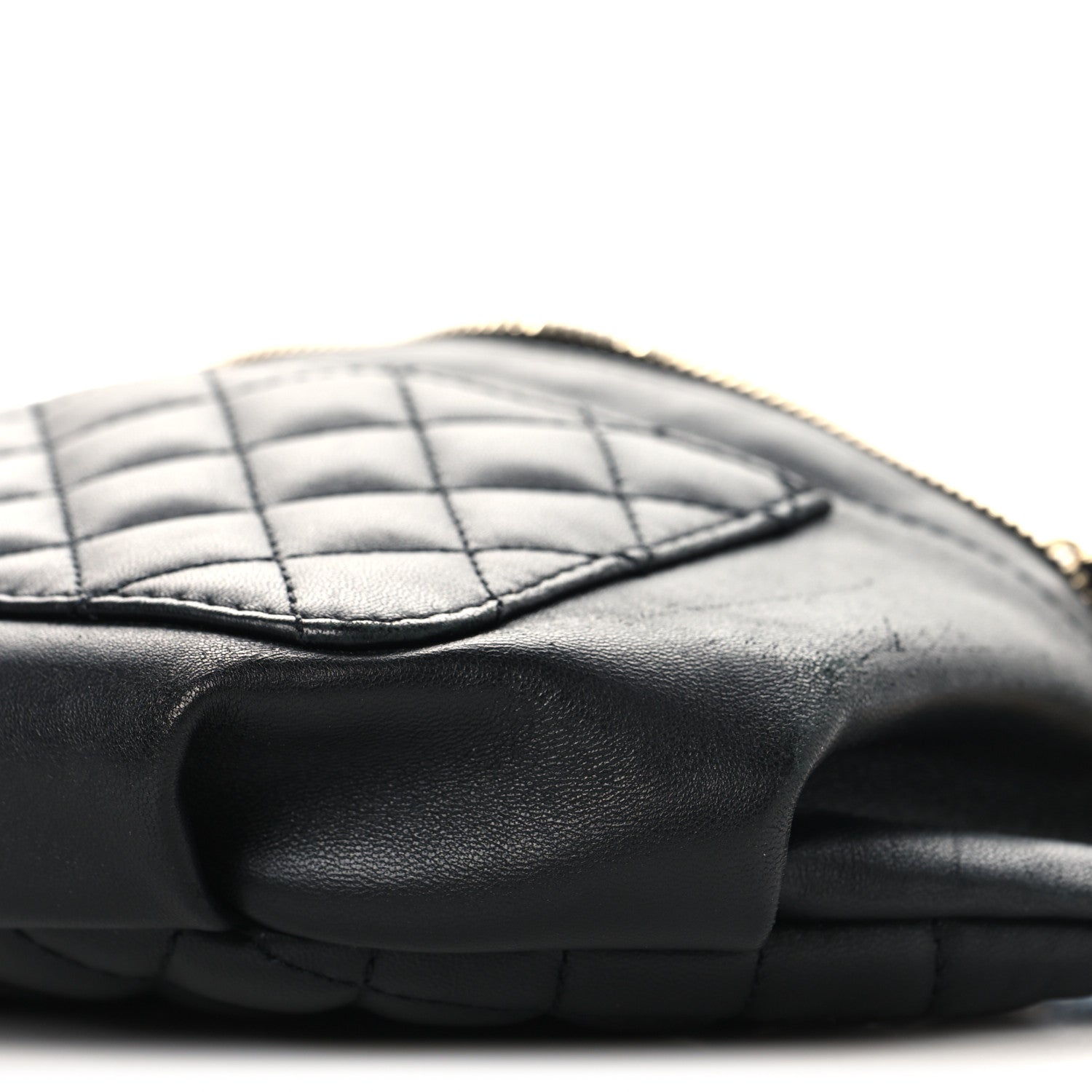 Chanel Lambskin Quilted Waist Bag Fanny Pack Black 1880938