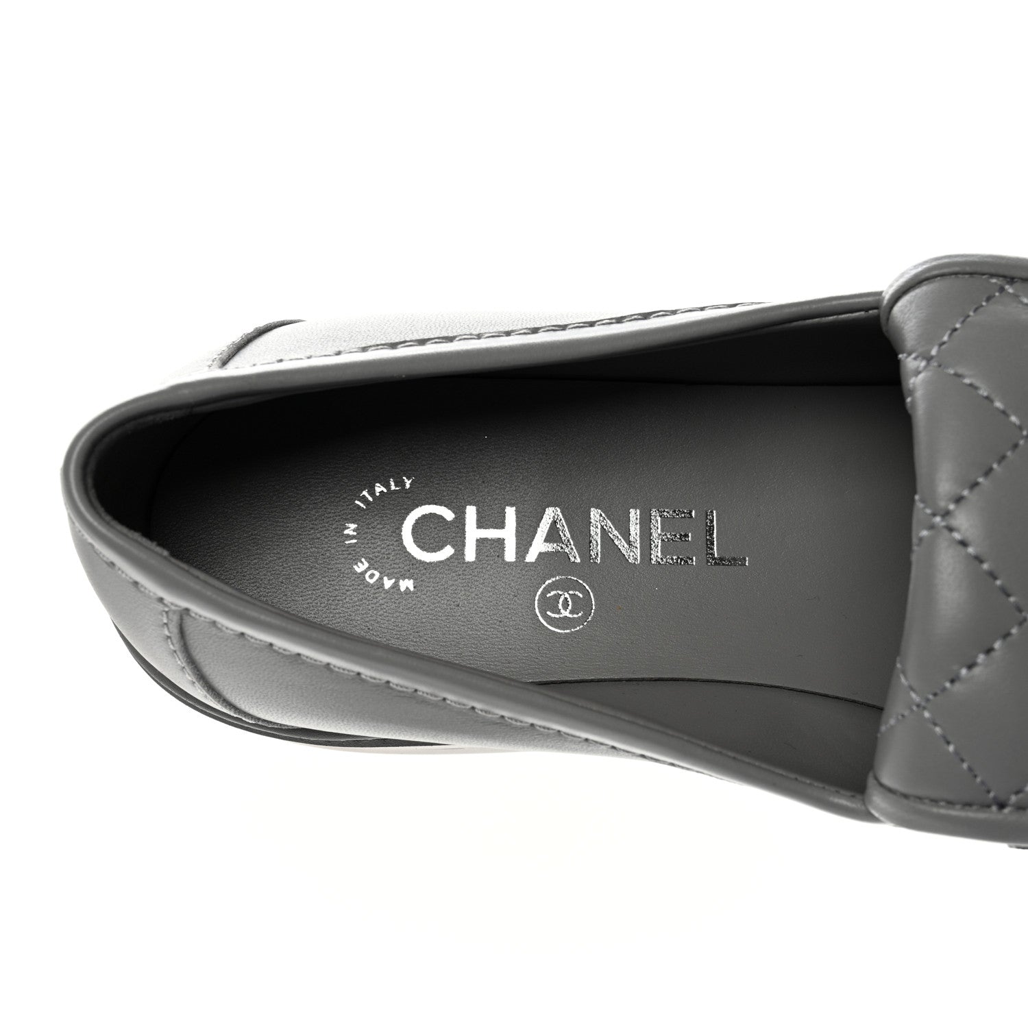 Chanel Lambskin Quilted CC Turnlock Moccasins 38.5 Grey 7 of 11