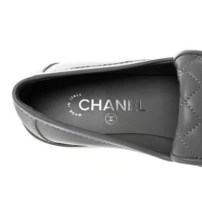 Chanel Lambskin Quilted CC Turnlock Moccasins 38.5 Grey 7 of 11