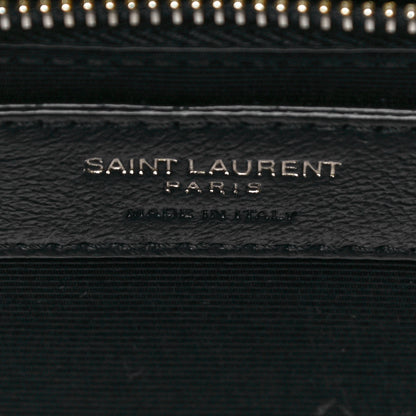 Saint Laurent Grain De Poudre Mixed Matelasse Large Triquilt Monogram Satchel Dark Beige 7 of 10