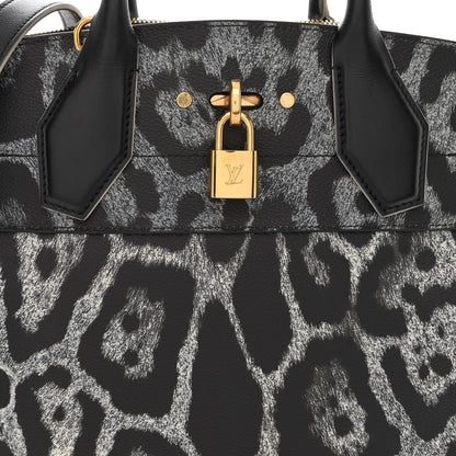 Louis Vuitton Canvas Calfskin Wild Animal Print City Steamer MM Black 7 of 13