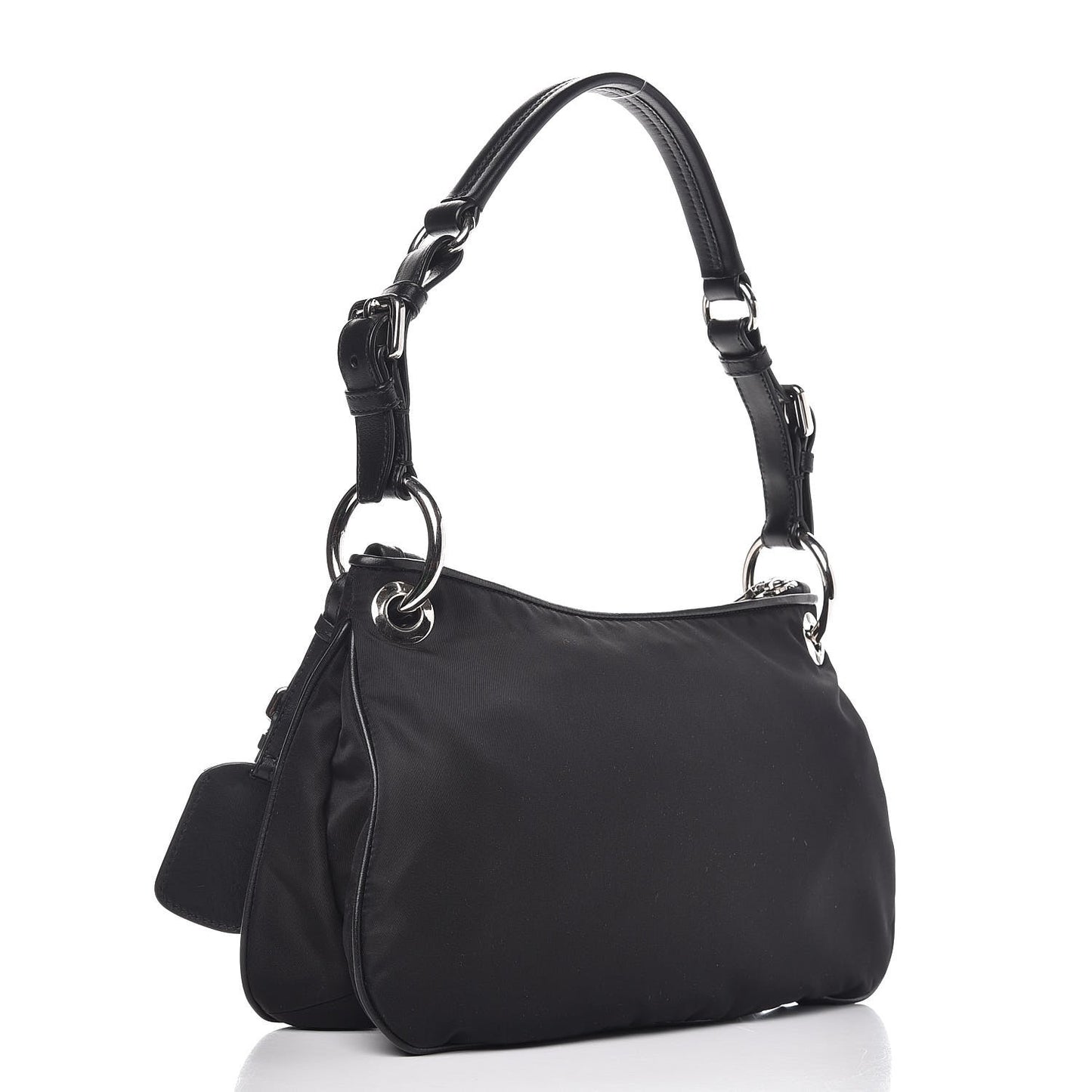 Tessuto Nylon Soft Calfskin Shoulder Bag Nero Black