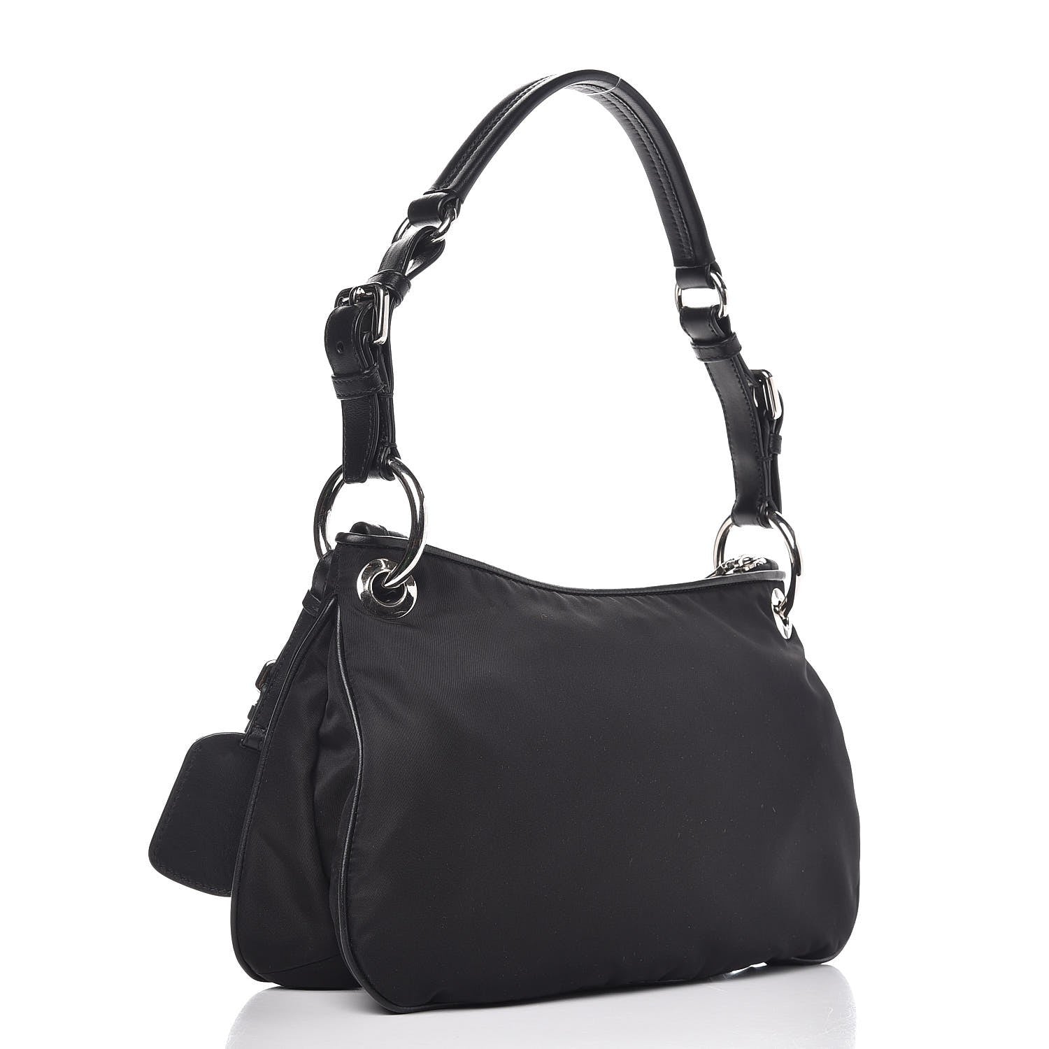 Prada Tessuto Nylon Soft Calfskin Shoulder Bag Nero Black 3 of 7