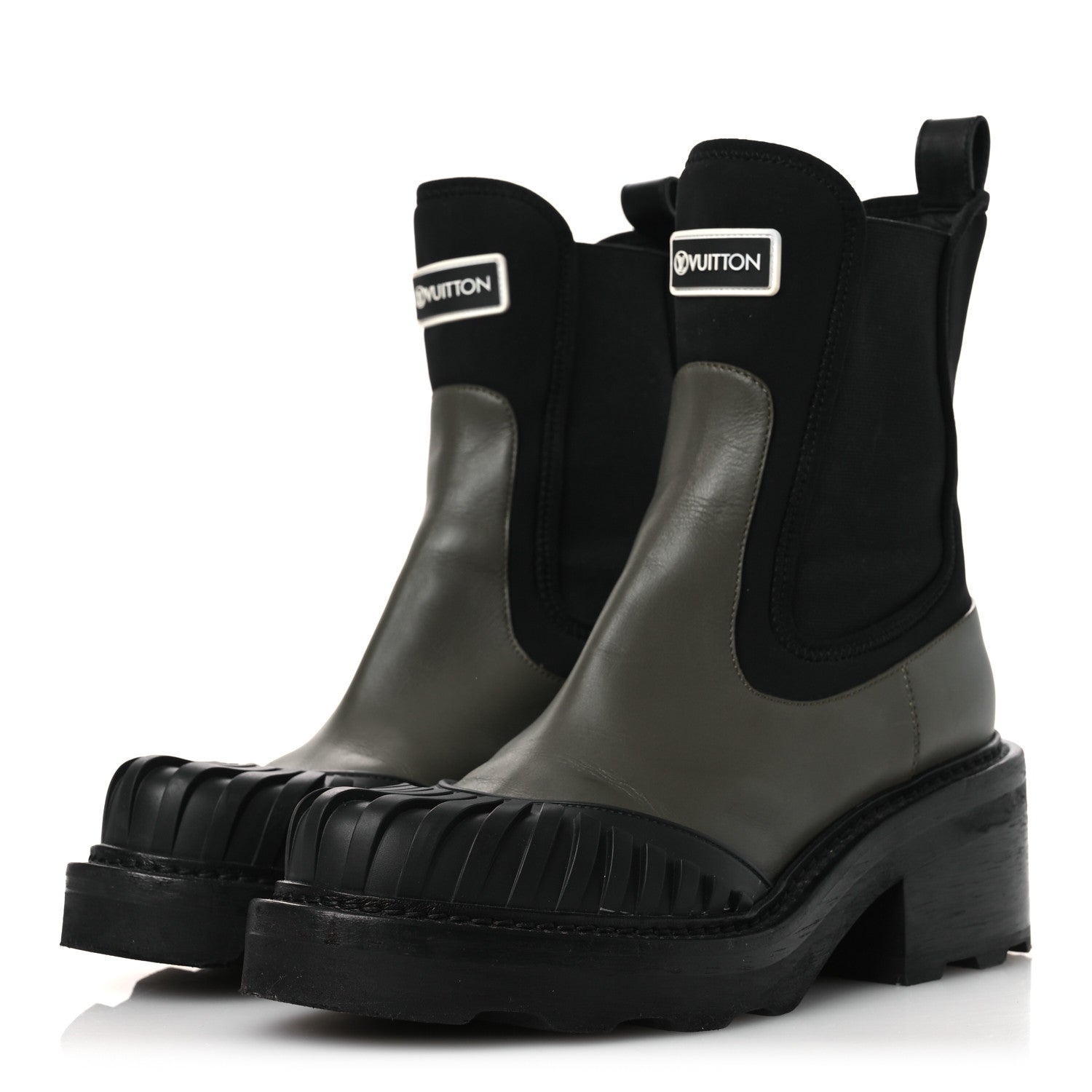 Louis Vuitton Calfskin Beaubourg Ankle Boots 39 Black Green 4 of 14
