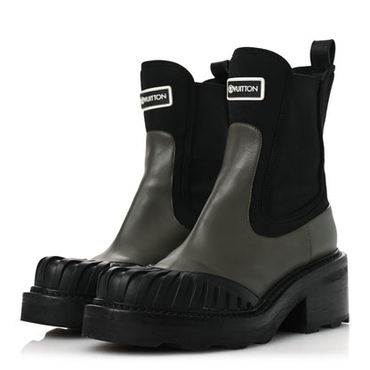 Louis Vuitton Calfskin Beaubourg Ankle Boots 39 Black Green 4 of 14