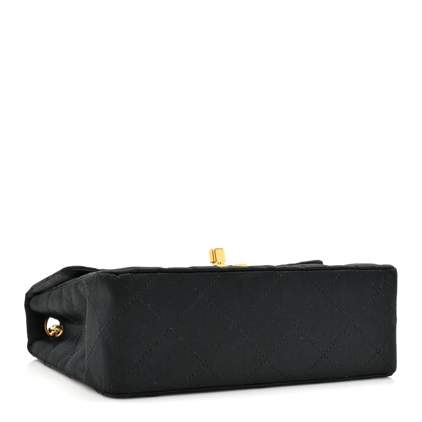Satin Quilted Mini Square Flap Black