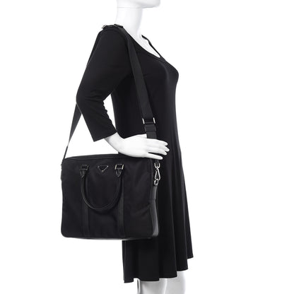 Prada Tessuto Nylon Saffiano Metal Triangle Logo Work Bag Black 2 of 9