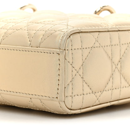 Christian Dior Metallic Lambskin Cannage Medium Lady D-Joy Or 7 of 8