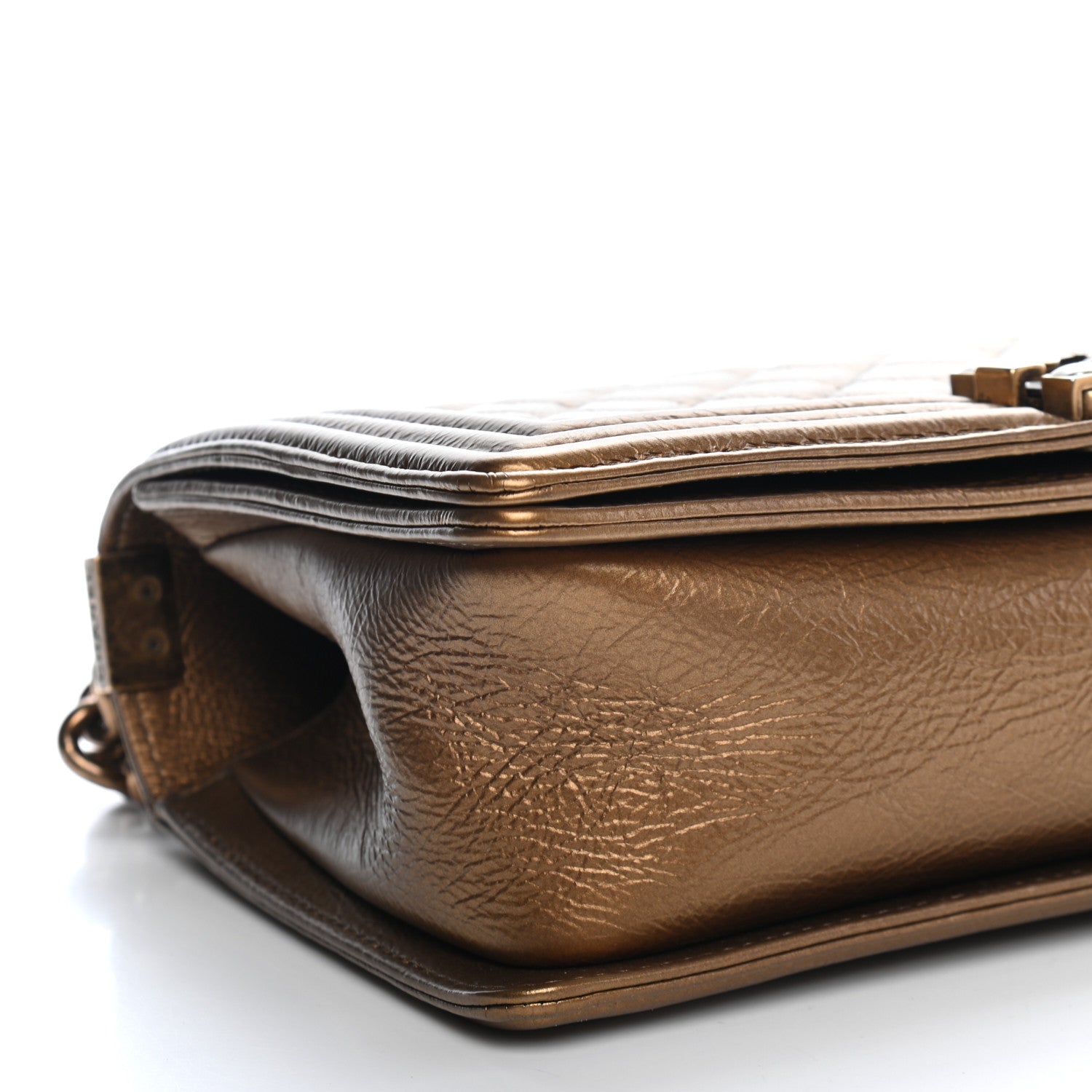 Chanel Metallic Crumpled Calfskin Quilted Gripoix Medium Boy Flap Bronze 8 of 10