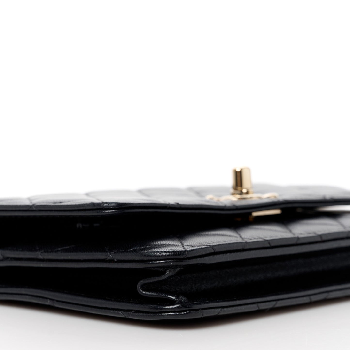 Lambskin Quilted Trendy CC Wallet On Chain WOC Black