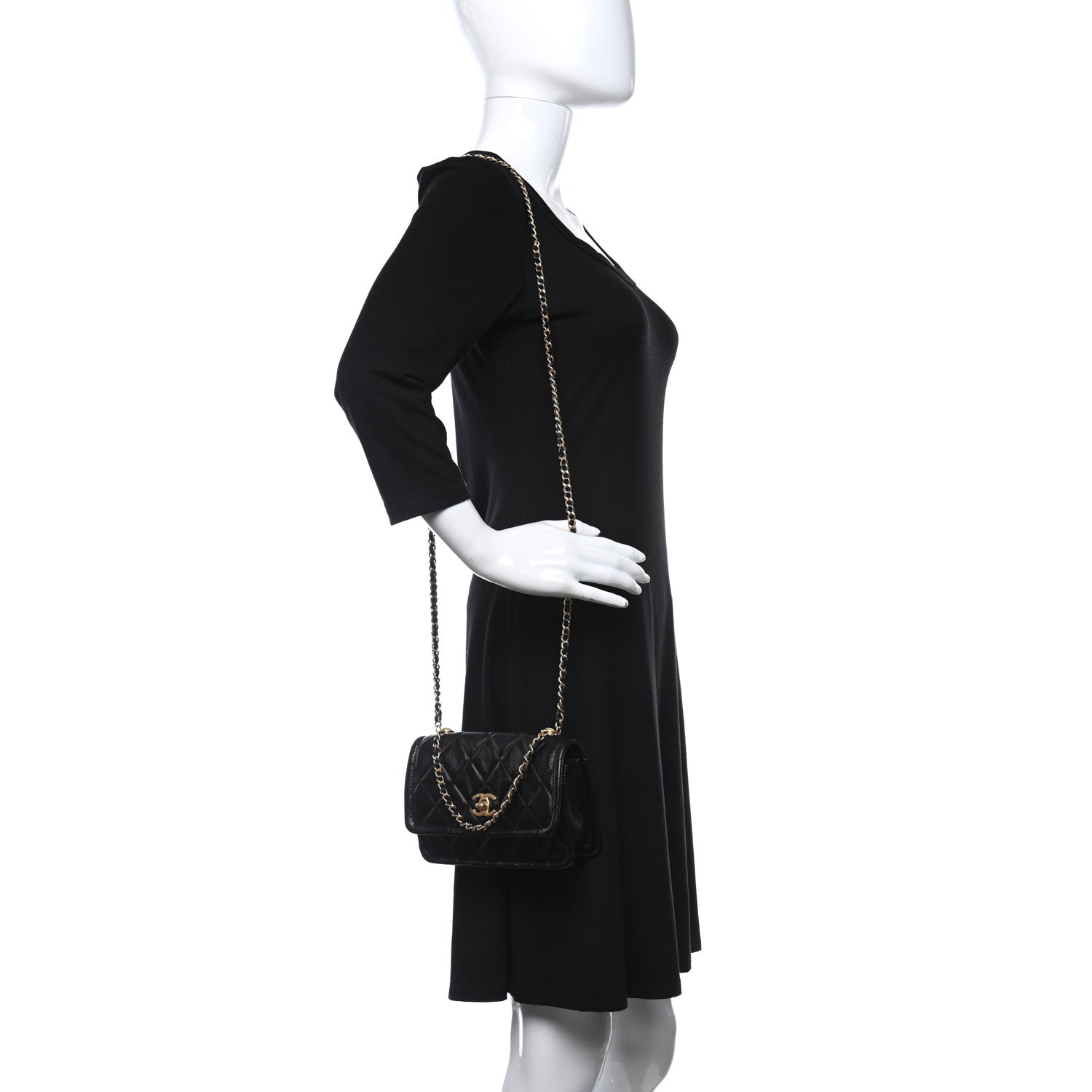 Chanel Shiny Lambskin Flap Clutch With Chain Black 2 of 9