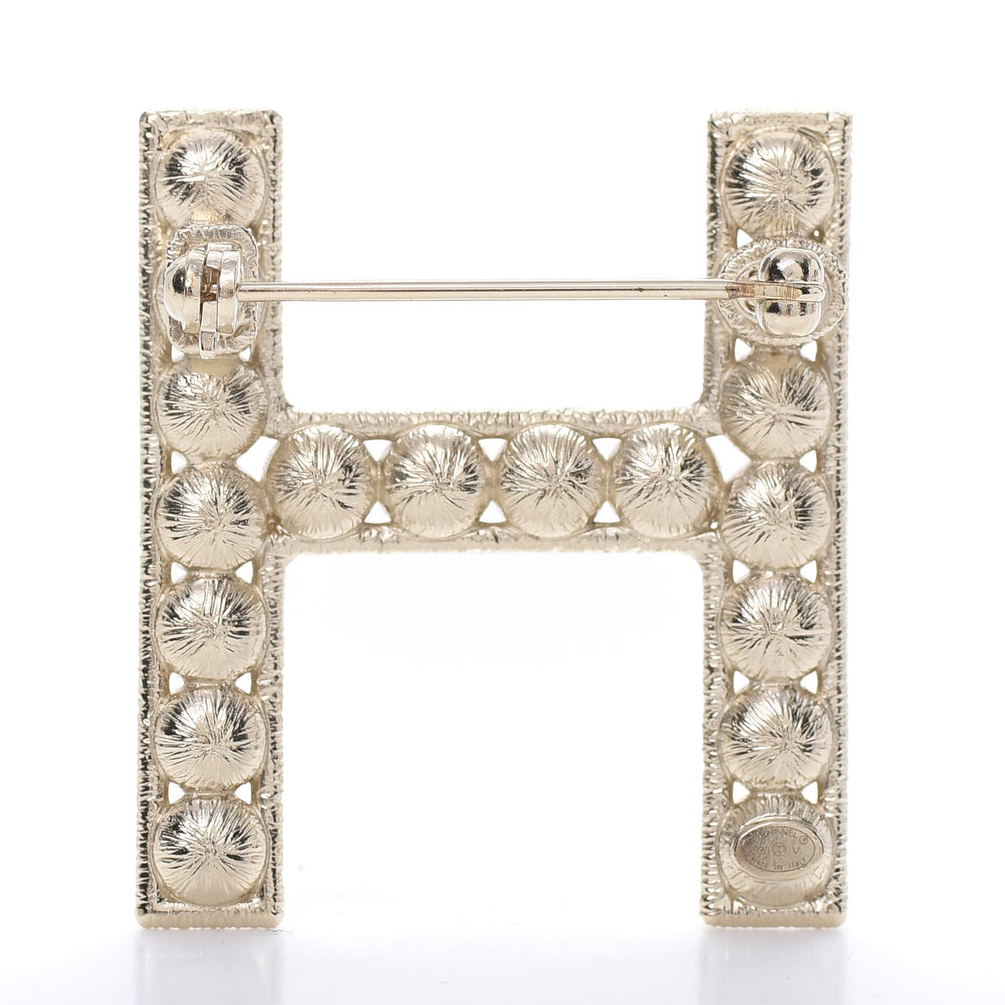 Crystal Cha-Nel Logo Brooch Set Gold