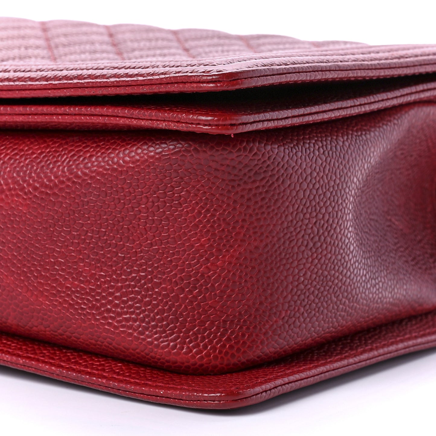 Caviar Quilted New Medium Boy Flap Dark Red