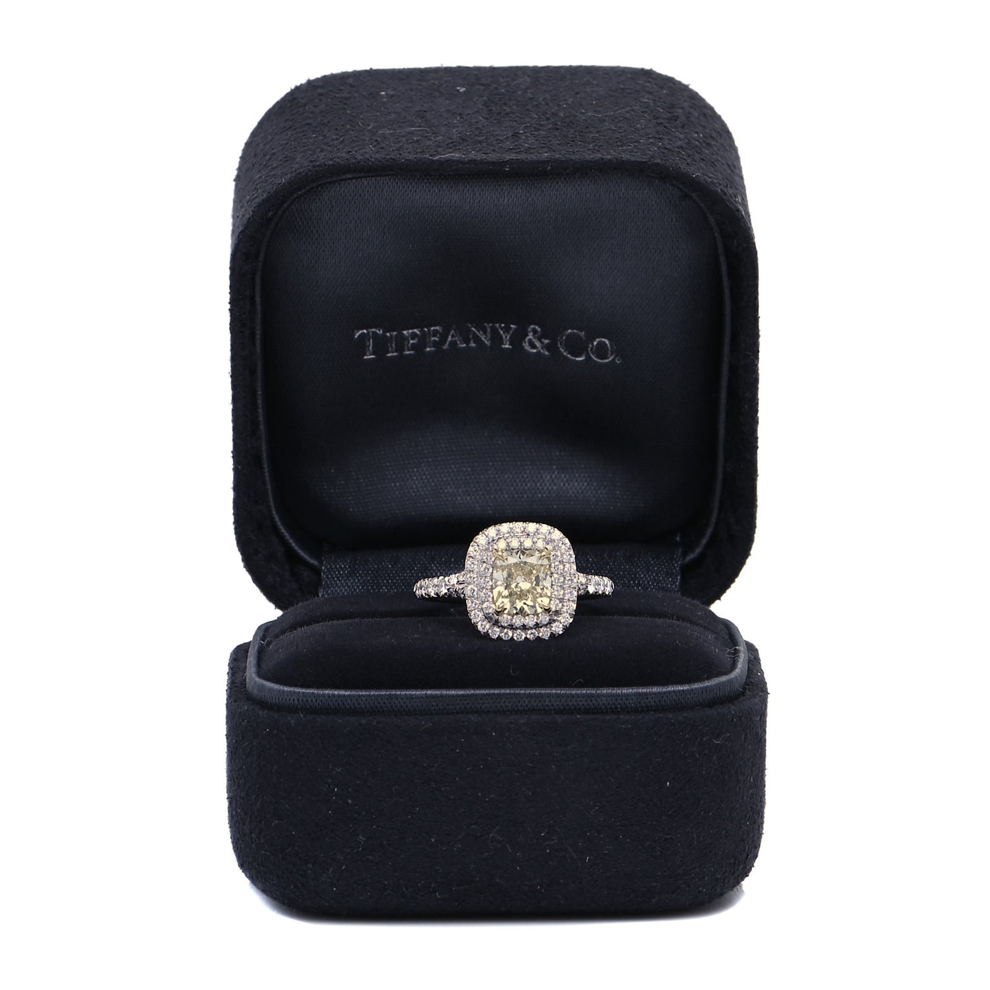Platinum 18K Yellow Gold Yellow Diamond 1.10ct Soleste Cushion Cut Engagement Ring 47 4