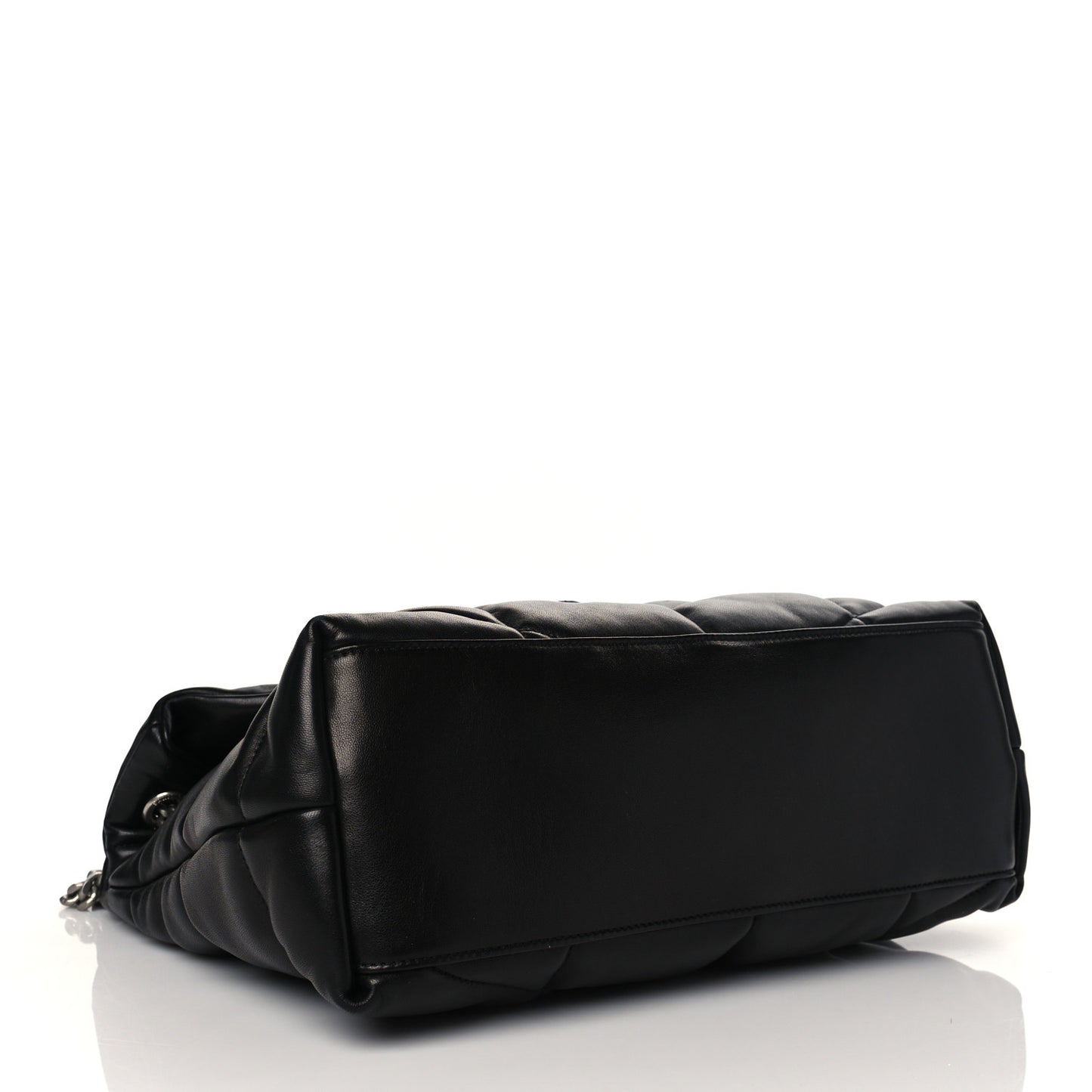 Lambskin Quilted Medium Loulou Puffer Monogram Chain Satchel Black