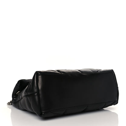 Saint Laurent Lambskin Quilted Medium Loulou Puffer Monogram Chain Satchel Black 4 of 10