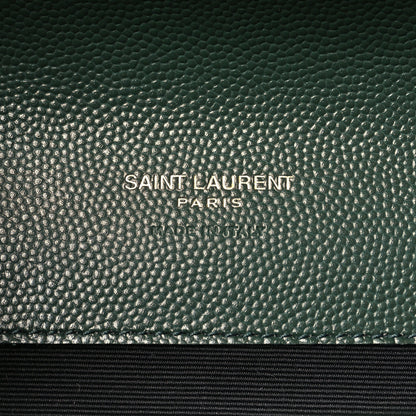 Saint Laurent Grain De Poudre Textured Mixed Matelasse Triquilt Monogram Clutch Vert Fonce 6 of 10