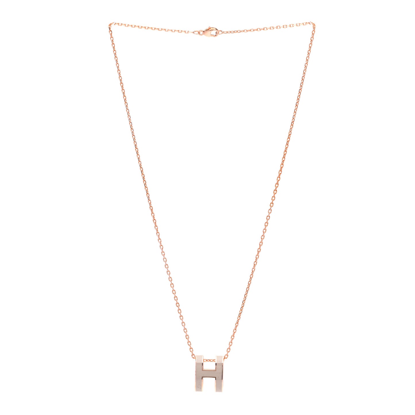 Lacquered Rose Gold Pop H Pendant Necklace Marron Glace