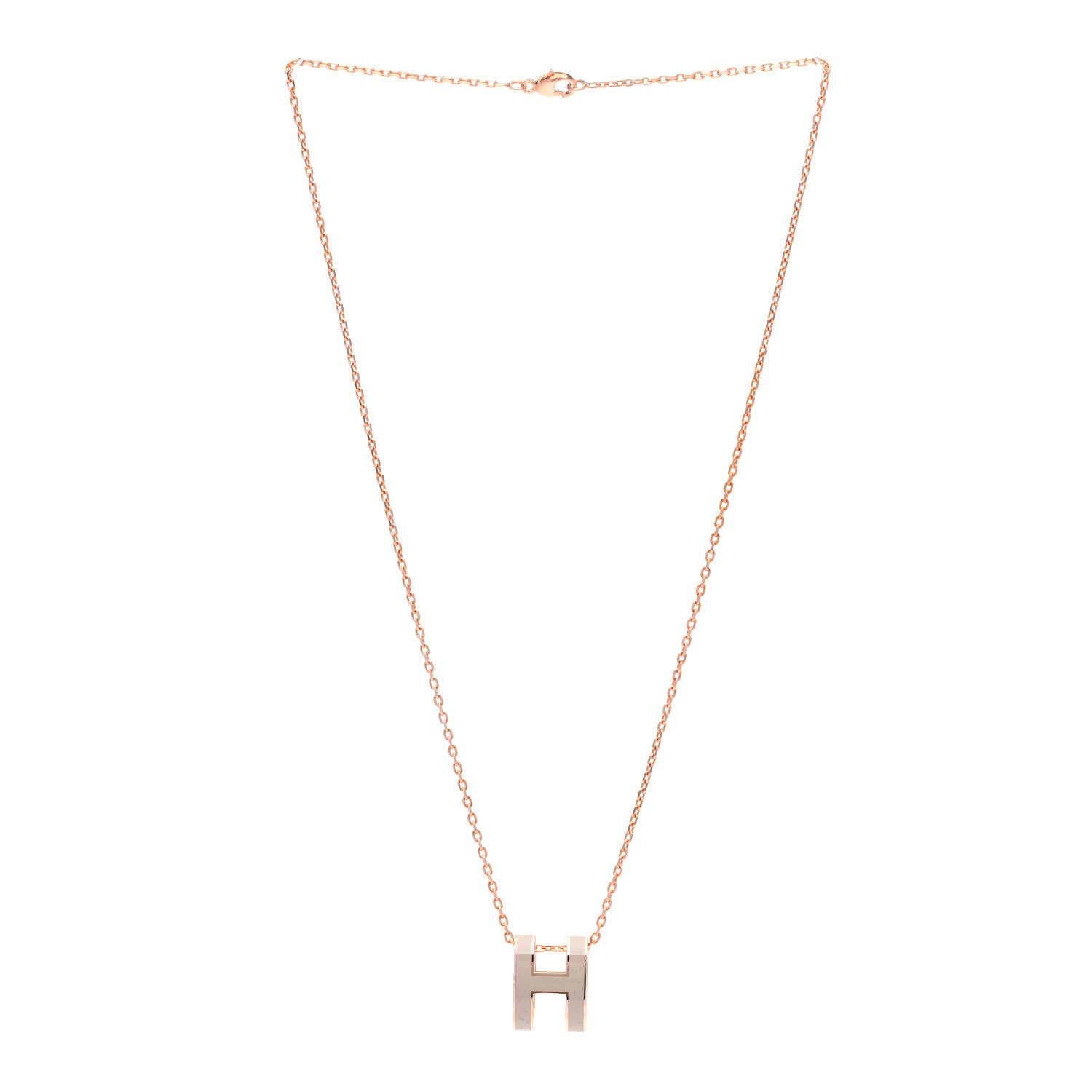 Hermes Lacquered Rose Gold Pop H Pendant Necklace Marron Glace 3 of 6