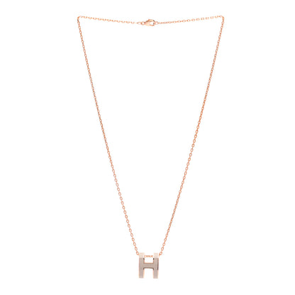 Hermes Lacquered Rose Gold Pop H Pendant Necklace Marron Glace 3 of 6