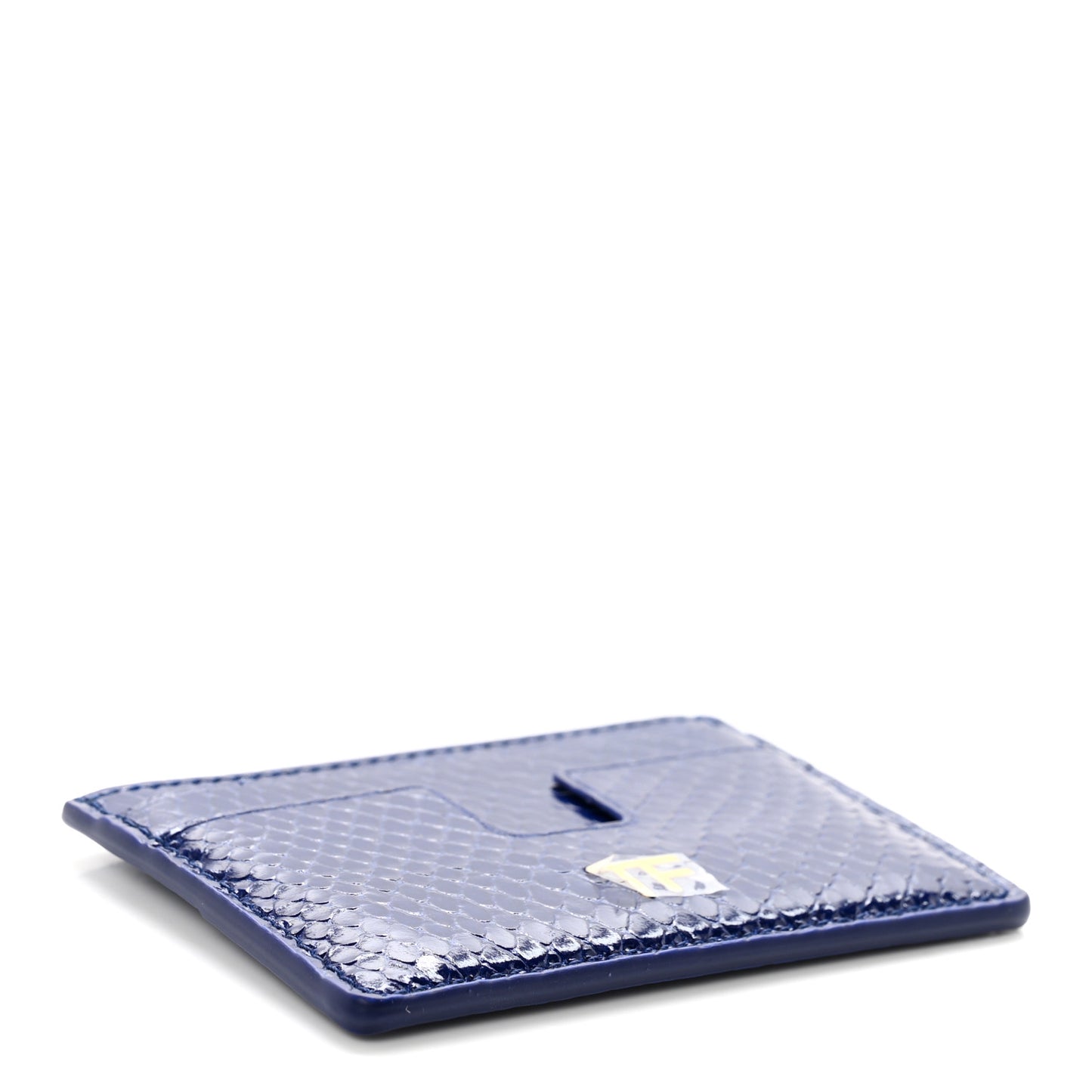 Python Embossed Calfskin Card Holder Yves Blue