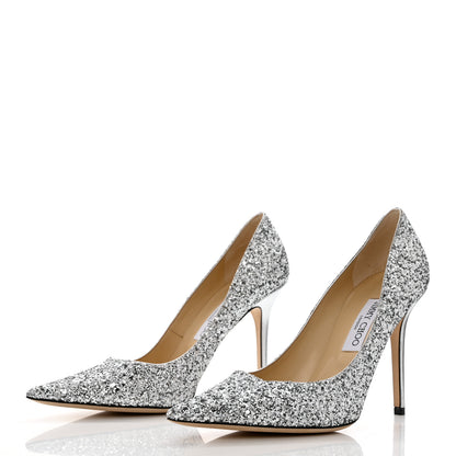 Jimmy Choo Coarse Glitter Abel 100 Pumps 40 Silver 3 of 8