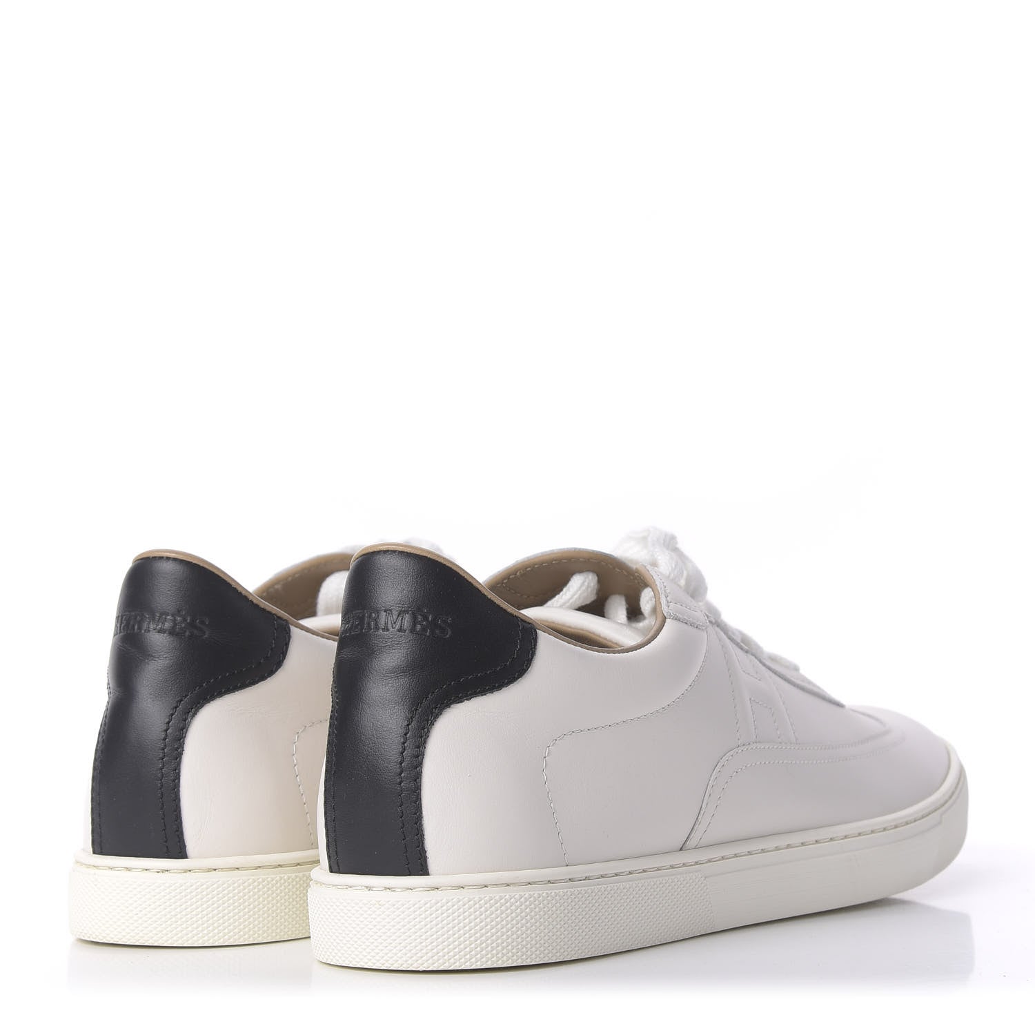 Hermes Calfskin Quicker Sneakers 41 White Black 4 of 10