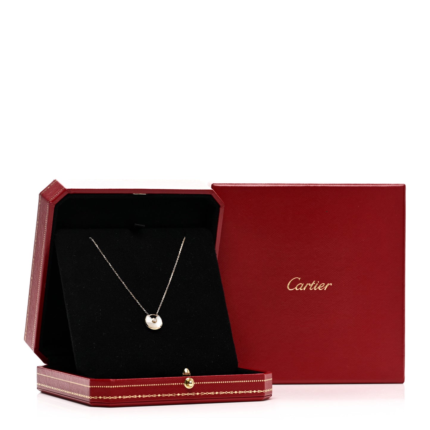 18K Yellow Gold Diamond Mother of Pearl XS Amulette de Cartier Pendant Necklace