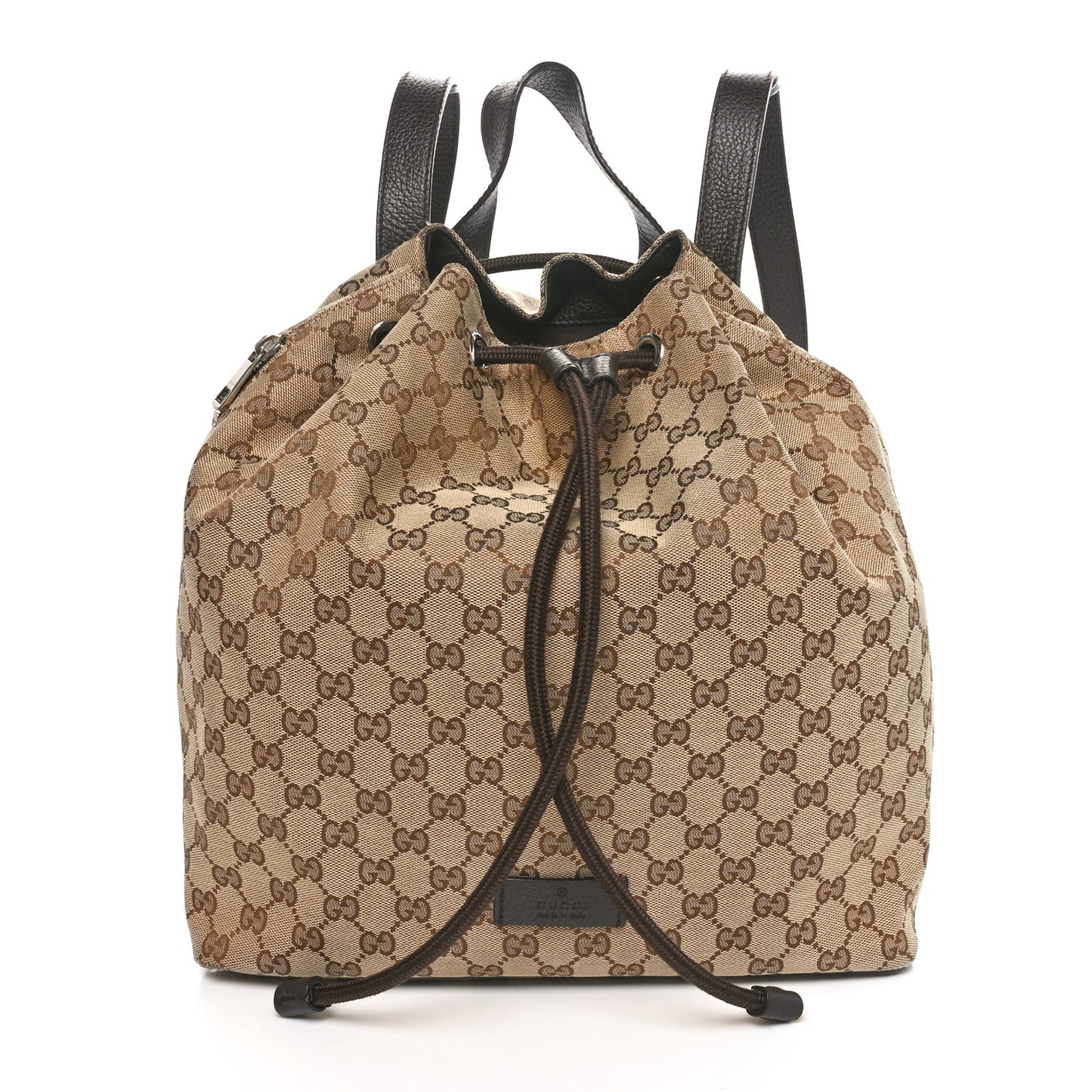 Monogram Dollar Calfskin O Drawstring Backpack Beige Ebony Testa di Moro Dark Chocolate