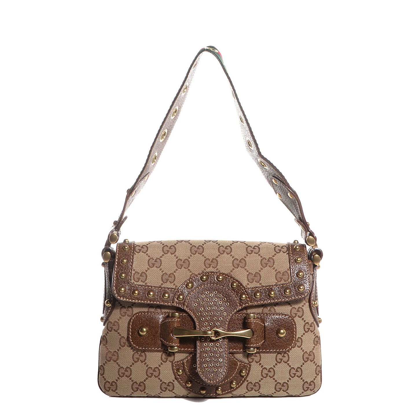 Monogram Studded Pelham Borchie Flap Bag Brown