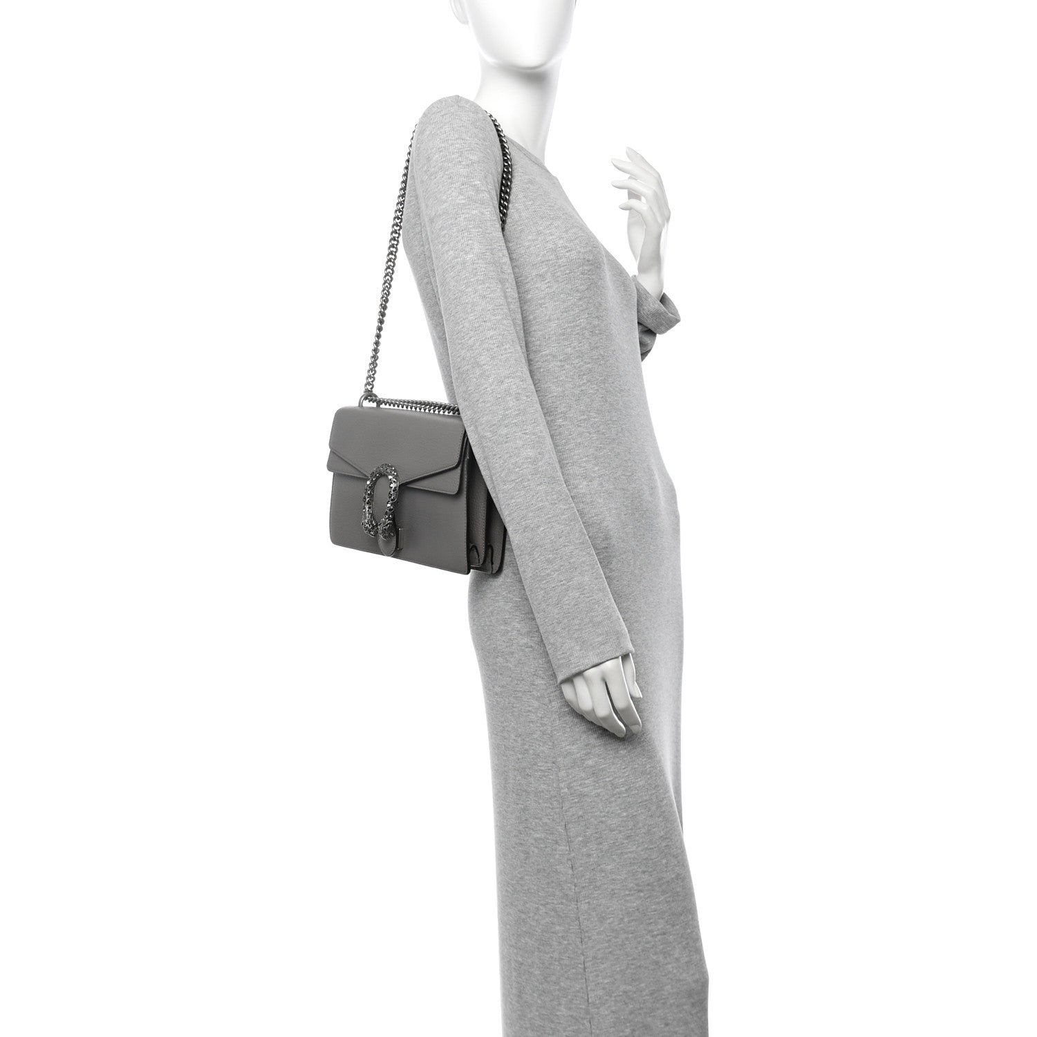 Gucci Pebbled Calfskin Small Dionysus Shoulder Bag Dusty Grey 2 of 12