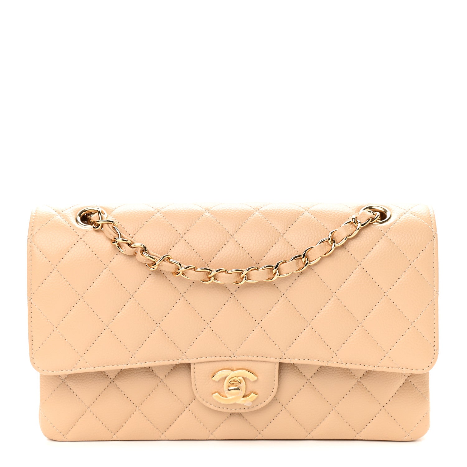 Chanel Caviar Quilted Medium Double Flap Beige 1 of 9