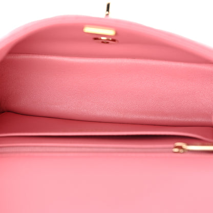 Chanel Lambskin Quilted Mini Top Handle Rectangular Flap Dark Pink 5 of 10
