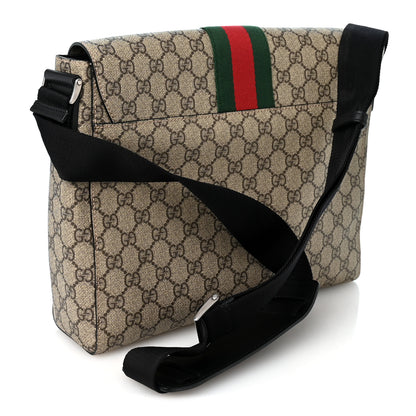 Gucci GG Supreme Monogram Web Flap Messenger Bag Black 3 of 10
