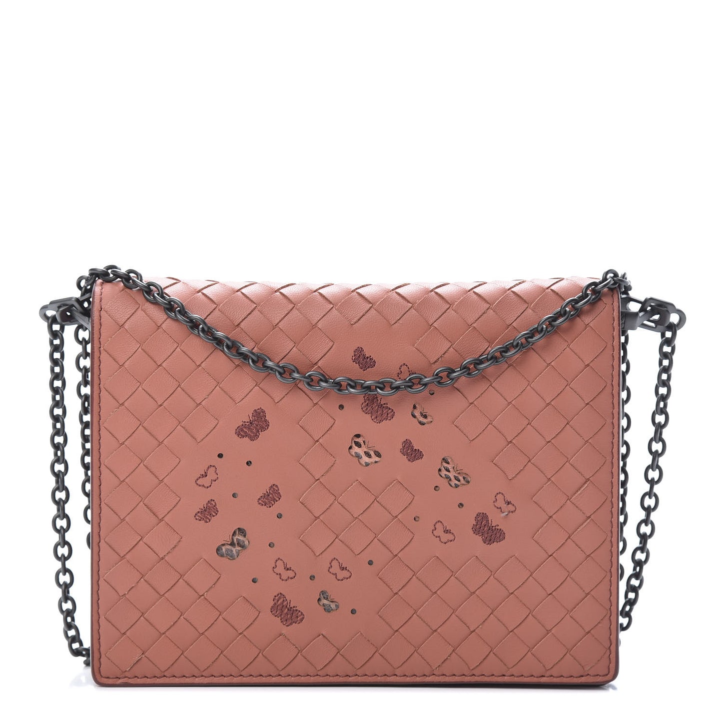 Nappa Ayers Intrecciato Butterfly Chain Wallet Corallo
