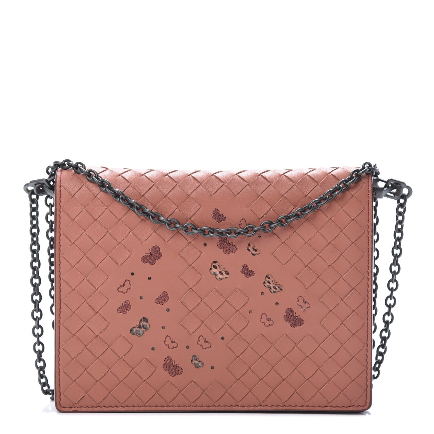 Bottega Veneta Nappa Ayers Intrecciato Butterfly Chain Wallet Corallo 1 of 11