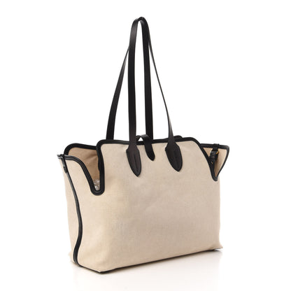Burberry Cotton Soft Canvas Calfskin Medium Belt Tote Natural Black 3 of 9