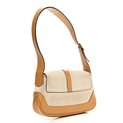 Gucci Suede Small Jackie O Flap Hobo Beige Brown 3 of 14